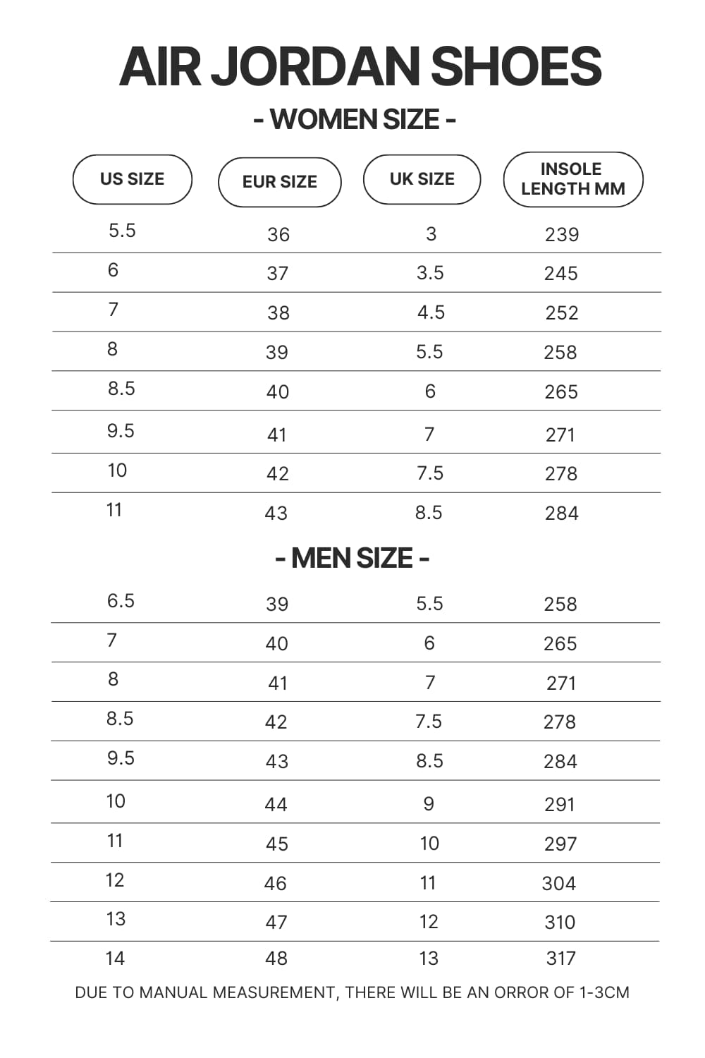 Air Jordan Shoes Size Chart - Neon Genesis Evangelion Shop