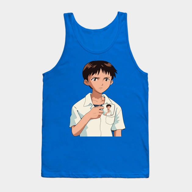 Evangelion Shinji Holding A Mug Hd Shinji Holding A Shinji Mu Tank Top - Neon Genesis Evangelion Shop